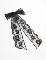 Medium Lace Fabric Bow Clip