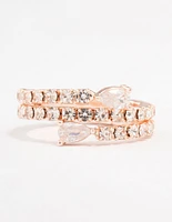 Rose Gold Cubic Zirconia Spiral Pear Ring