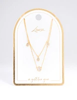 Gold Plated Cubic Zirconia Teardrop Layered Necklace