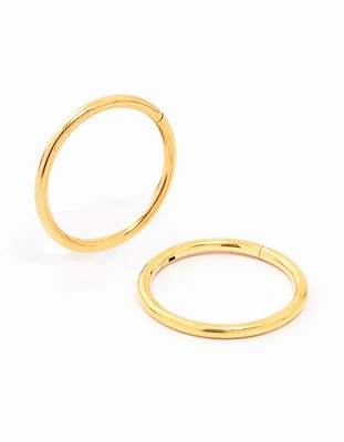 Gold Plated Titanium Sleeper Earrings 12 MM