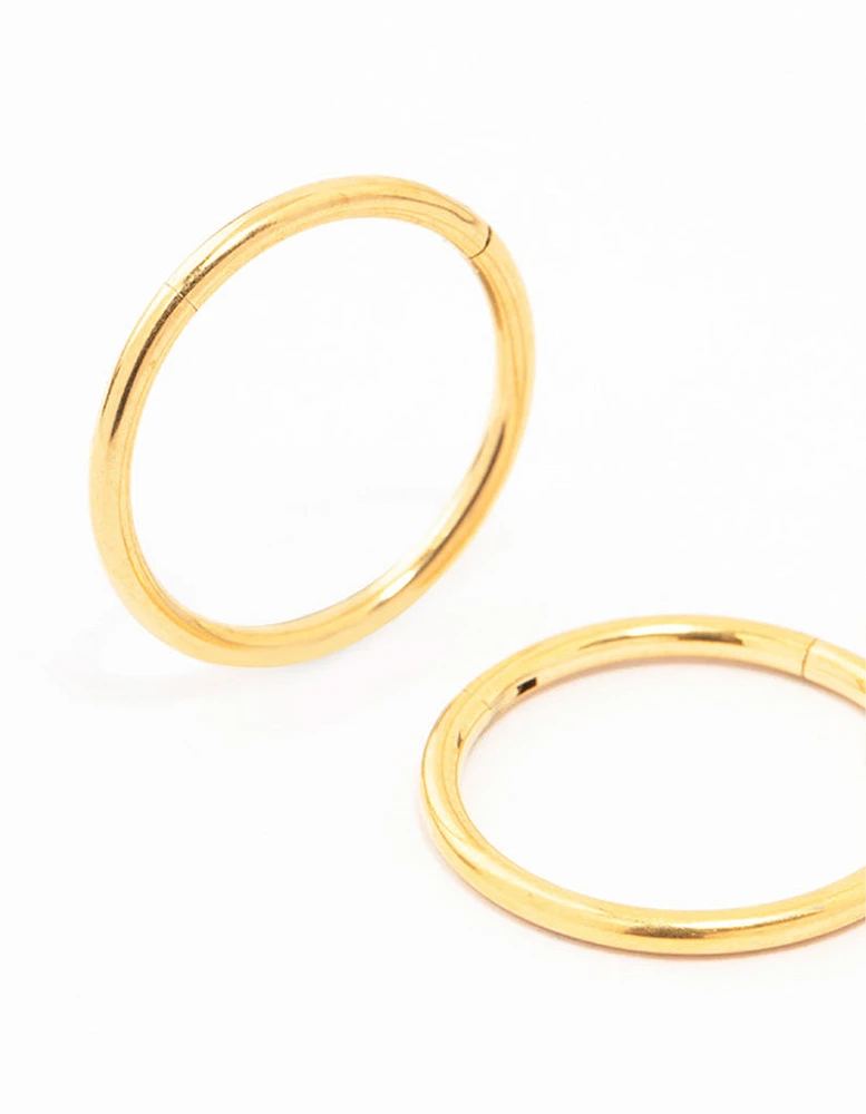 Gold Plated Titanium Sleeper Earrings 12 MM