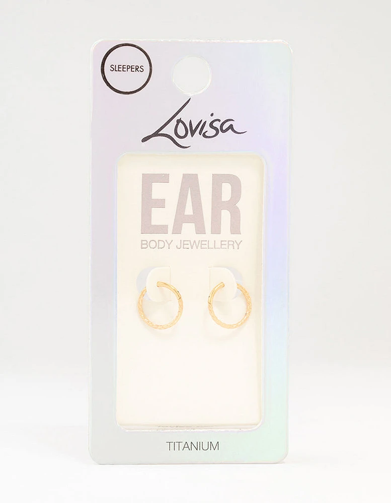 Gold Plated Titanium Sleeper Earrings 10 MM