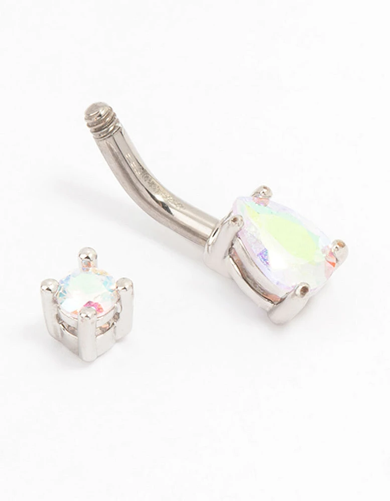 Titanium Small Rounded Pear Belly Button Piercing