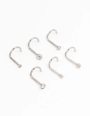 Surgical Steel Corkscrew And Ball Nose 6-Pack