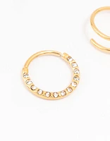 Gold Plated Cubic Zirconia And Spiral Nose 2-Pack