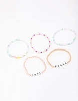 Pastel Peace & Love Friendship Beaded Bracelet 5-Pack