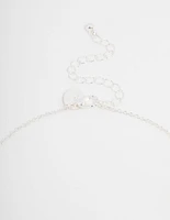 Silver Plated Diamante Round Cross Necklace