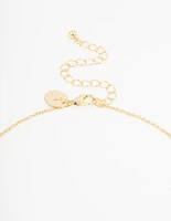 Gold Plated Diamante Round Cross Necklace