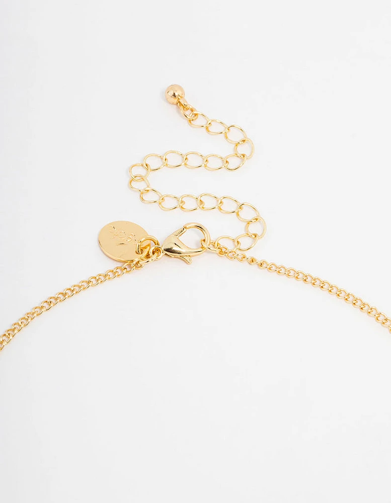 Gold Plated Acrylic Pearl Cross Necklace