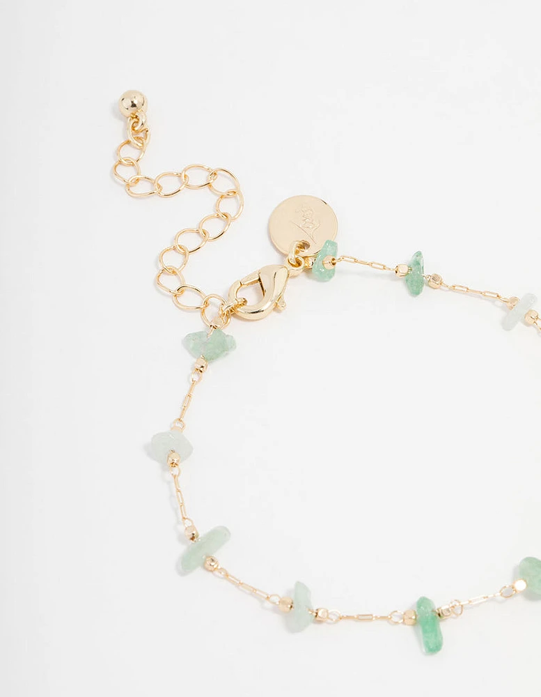 Gold Plated Semi Precious Station Toggle Bracelet