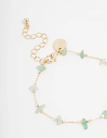 Gold Plated Semi Precious Station Toggle Bracelet