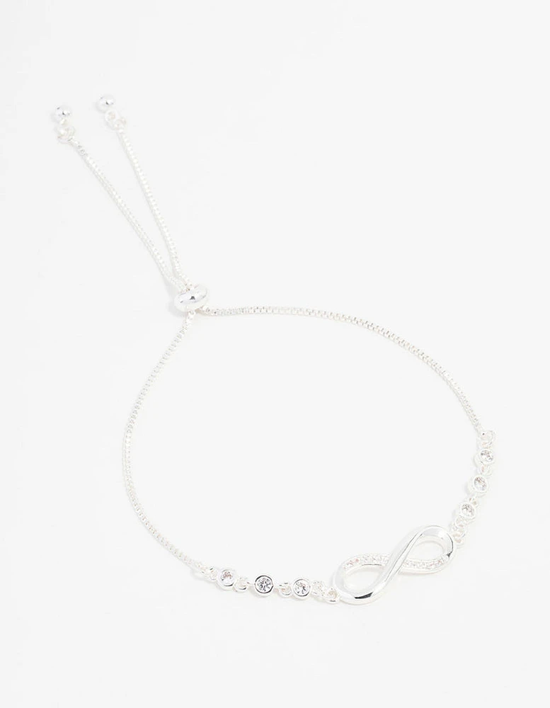 Silver Plated Bling Infinity Toggle Bracelet