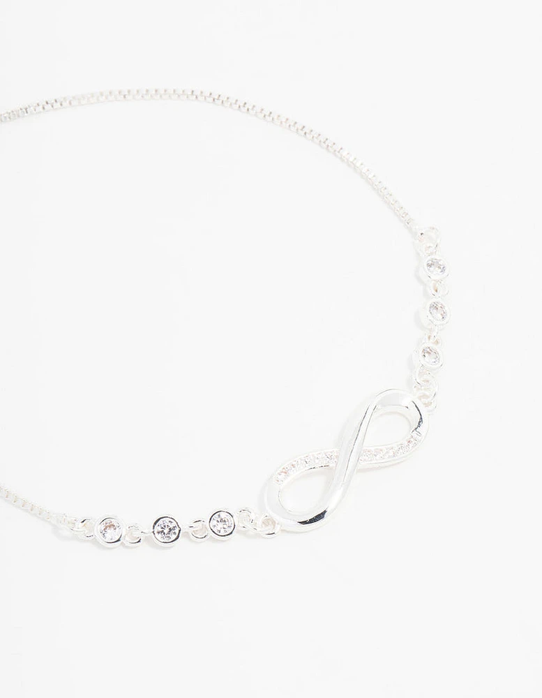 Silver Plated Bling Infinity Toggle Bracelet