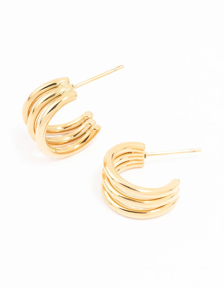 Gold Plated Stainless Steel Cage Hoop Earrings