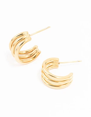 Gold Plated Stainless Steel Cage Hoop Earrings