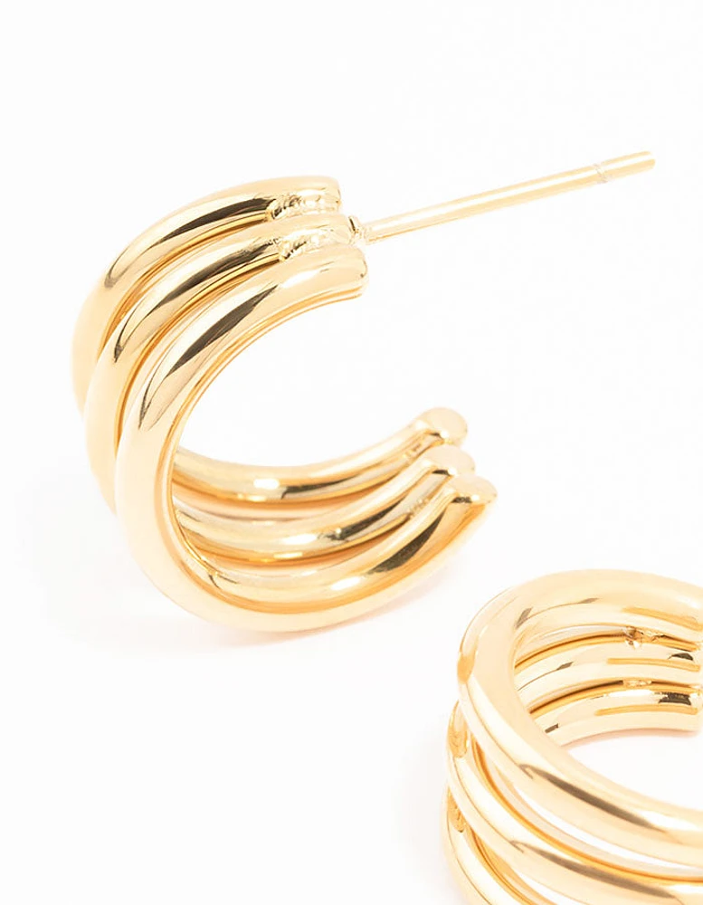 Gold Plated Stainless Steel Cage Hoop Earrings