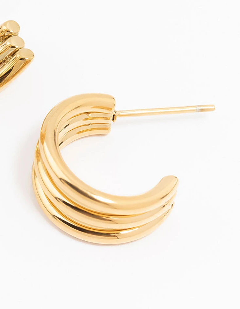 Gold Plated Stainless Steel Cage Hoop Earrings