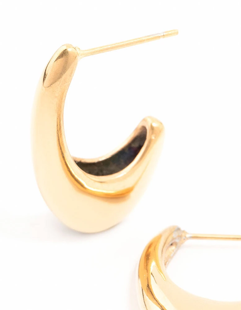 Gold Plated Stainless Steel Oval Hoop Earrings