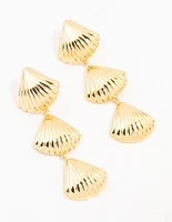 Gold Plated Stainless Steel Shell Drop Earrings