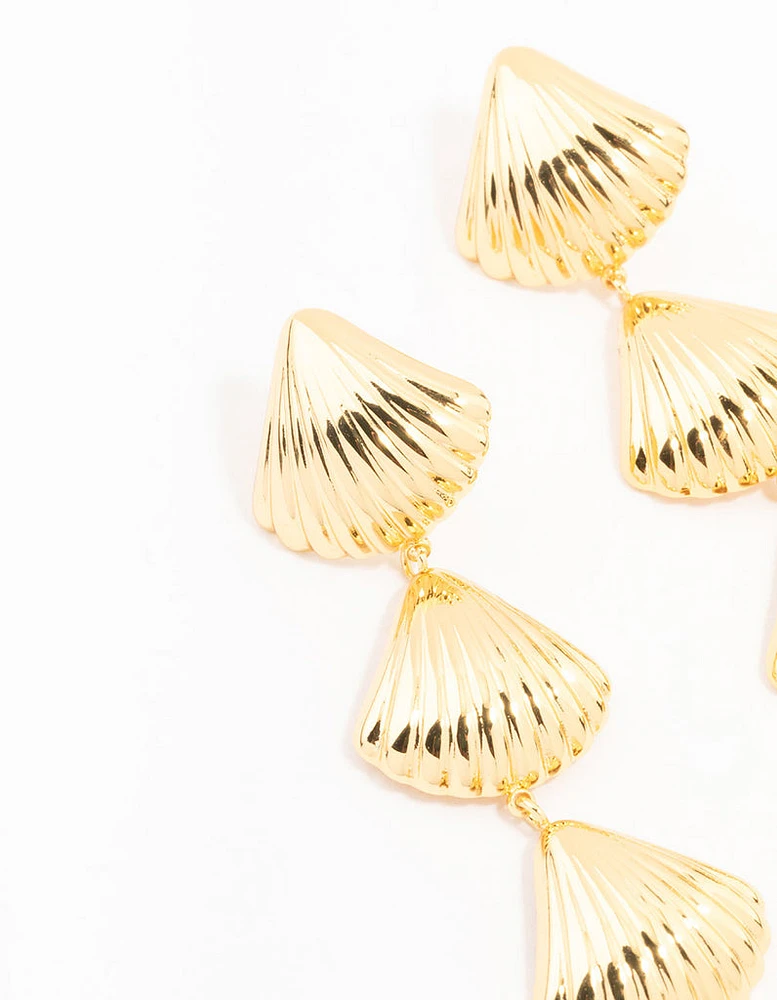 Gold Plated Stainless Steel Shell Drop Earrings