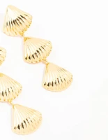 Gold Plated Stainless Steel Shell Drop Earrings