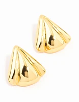 Gold Plated Stainless Steel Fan Triangle Stud Earrings