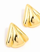 Gold Plated Stainless Steel Fan Triangle Stud Earrings