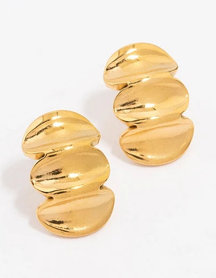 Gold Plated Surgical Steel Textured Stud Earrings