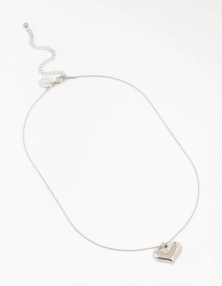 Waterproof Stainless Steel Classic Puff Heart Necklace