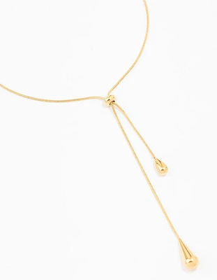 Waterproof Gold Plated Stainless Steel Pull Through Lariat Necklace