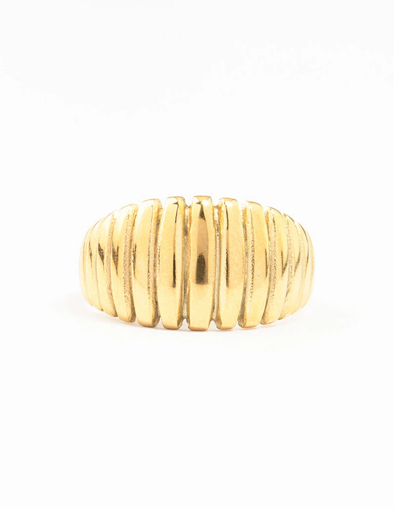 Gold Plated Stainless Steel Croissant Cocktail Ring