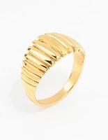 Gold Plated Stainless Steel Croissant Cocktail Ring