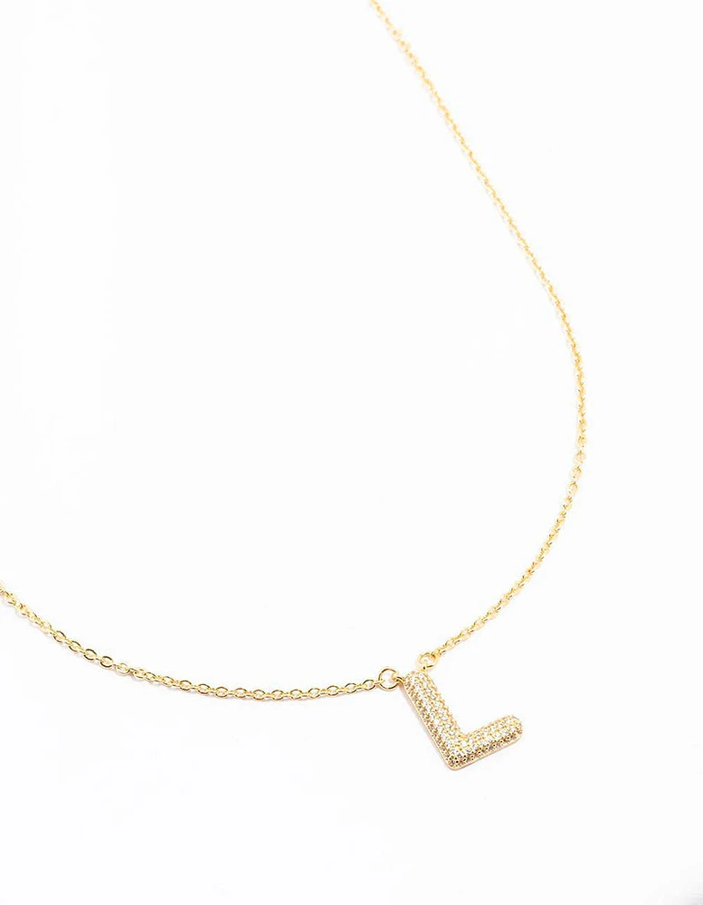 Gold Plated Pave Letter Necklace