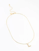 Gold Plated Pave Letter Necklace