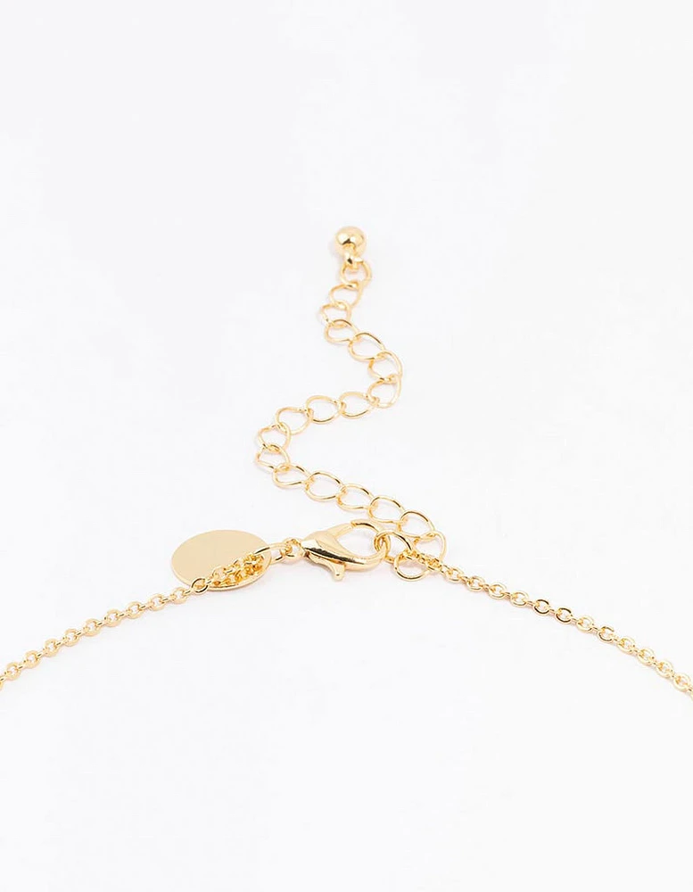 Gold Plated Pave Letter M Necklace