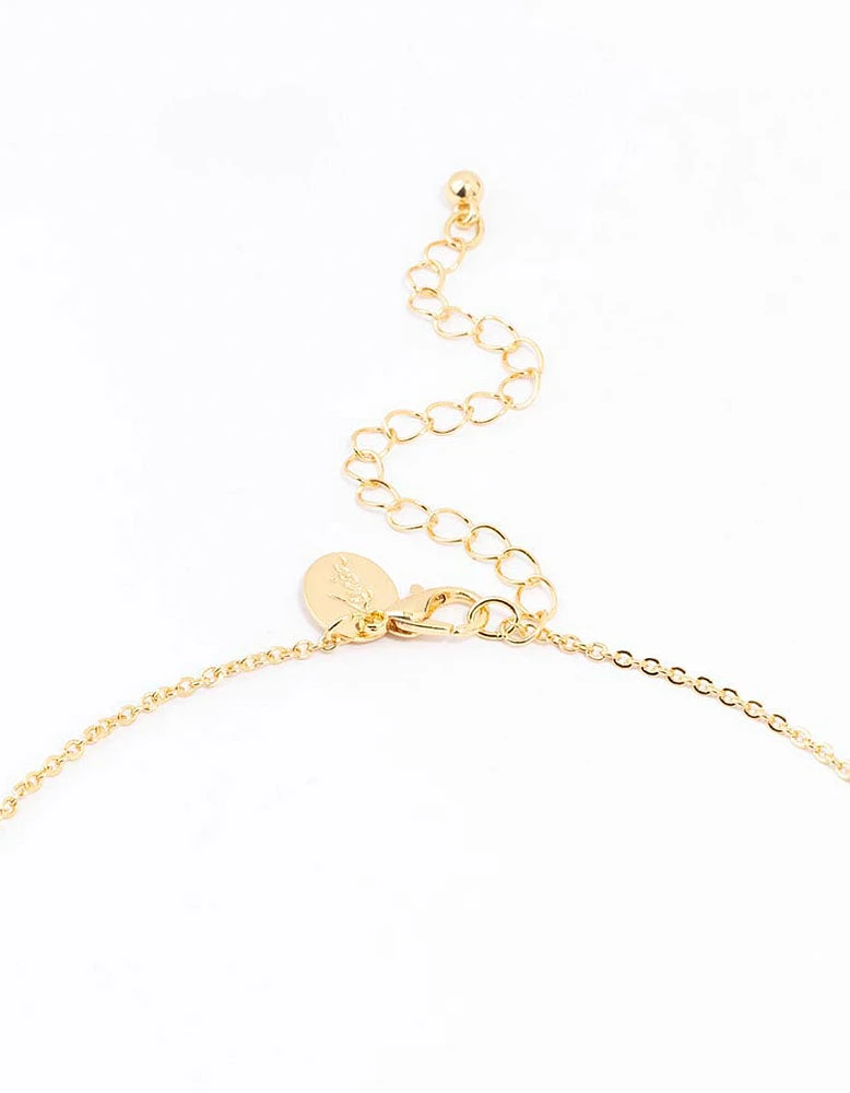 Gold Plated Pave Letter R Necklace