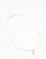 Gold Plated Pave Letter J Necklace