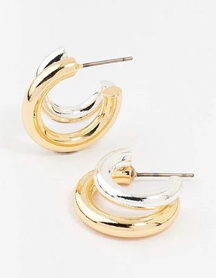 Gold & Silver Plated Illusion Hoop Earrings