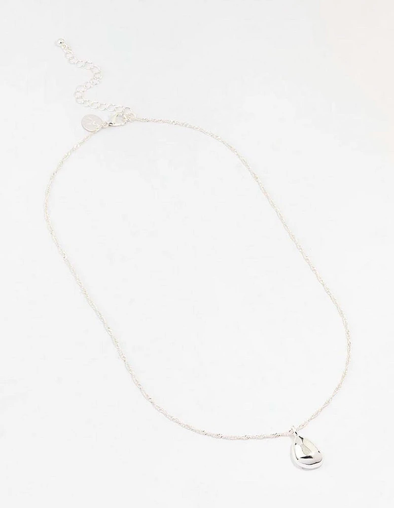 Silver Plated Dainty Drop Twist Necklace