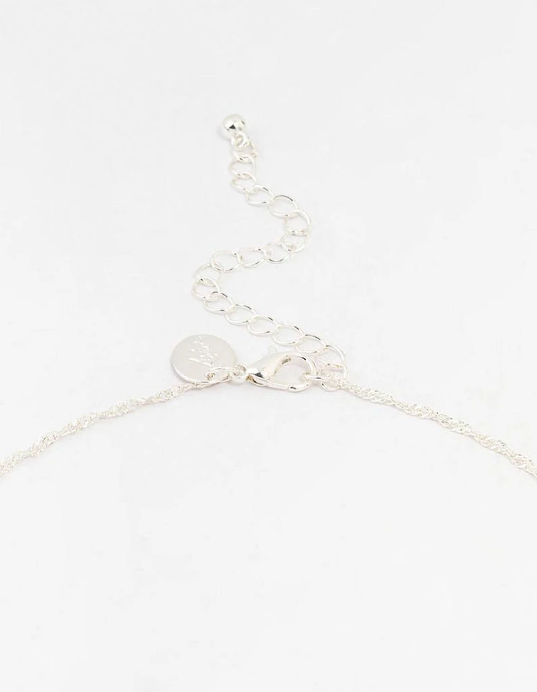 Silver Plated Dainty Drop Twist Necklace