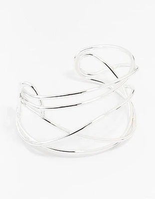 Silver Plated Organic Wire Cuff Bracelet