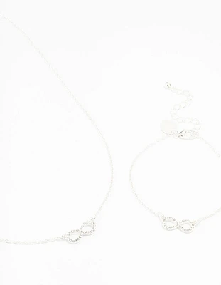 Silver Infinity Necklace & Bracelet Set