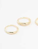 Gold Plated Chunky Cubic Zirconia Rings 3-Pack