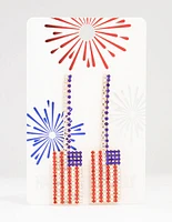 Gold Diamante American Flag Drop Earrings