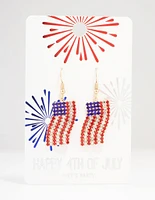 Gold American Flag Drop Earrings