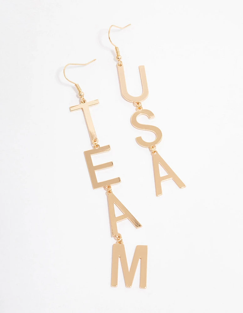 Gold Team USA Drop Earrings