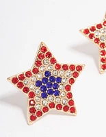 Red, White & Blue Star Stud Earrings