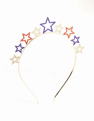 Blue, White & Red Star Headband