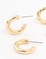 Gold Plated Textured & Smooth Hoop Earrings 2-Pack