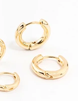 Gold Plated Thin Small Huggie Earrings 2-Pack